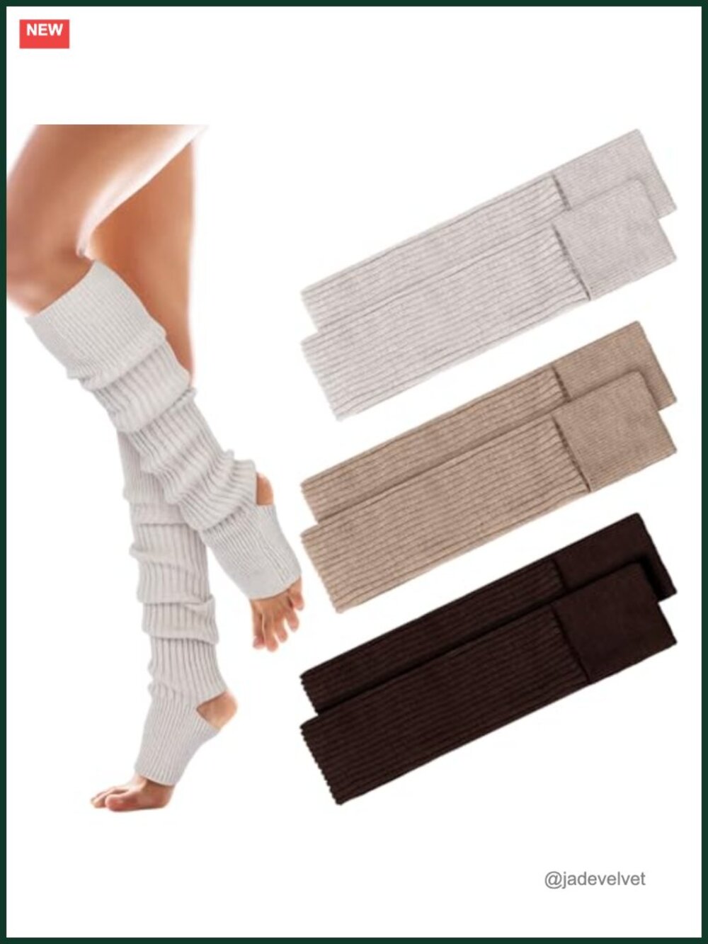 Twistover 3 Pairs Long Knitted Leg Warmers for Women, Stirrup Dance Yoga
